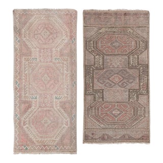 1960s Traditional Handwoven Oushak Wool Yastik Bath Mats - a Pair For Sale