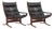 Vintage Siesta High Back Chairs in Black Leather and Plywood by Ingmar Relling for Westnofa, 1960s, Set of 2 For Sale