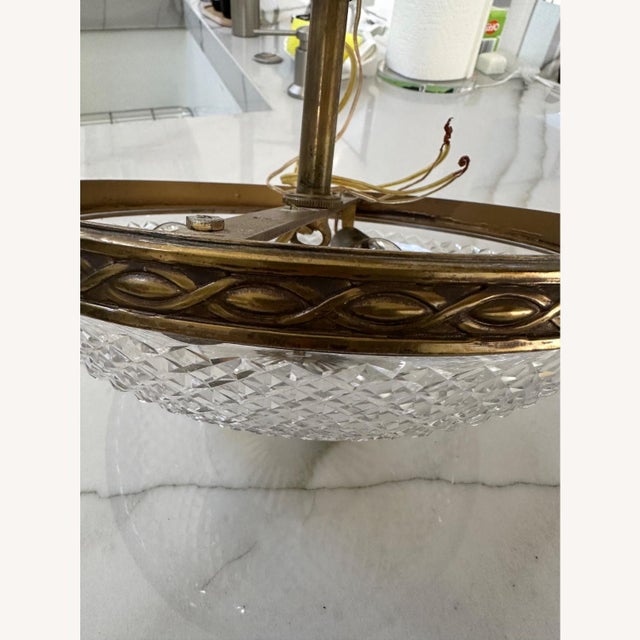 Traditional Early 20th Century Crystal Brass Ceiling Fixture For Sale - Image 3 of 6