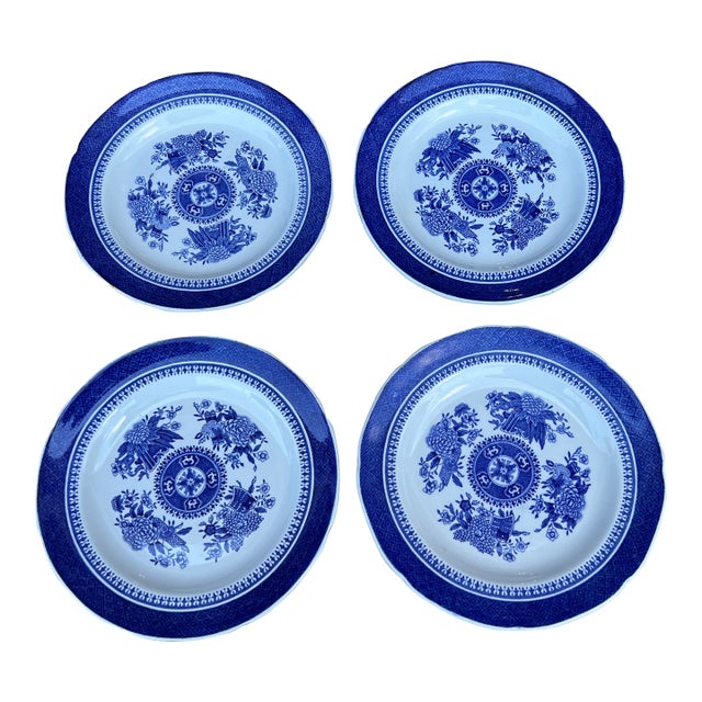 Circa 1960’s Copeland Spode Fitzhugh Blue Dessert Plates- Set of 4 For Sale