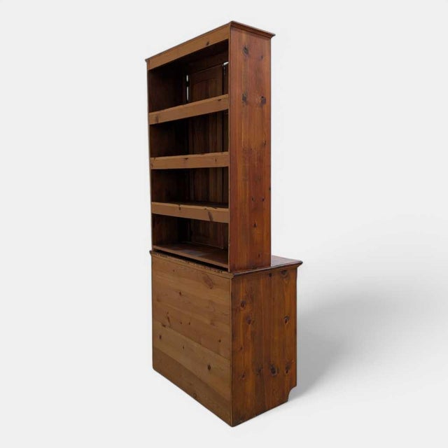 Early 20th Century Antique Early American Solid Wood Rustic Cupboard Hutch For Sale - Image 5 of 14
