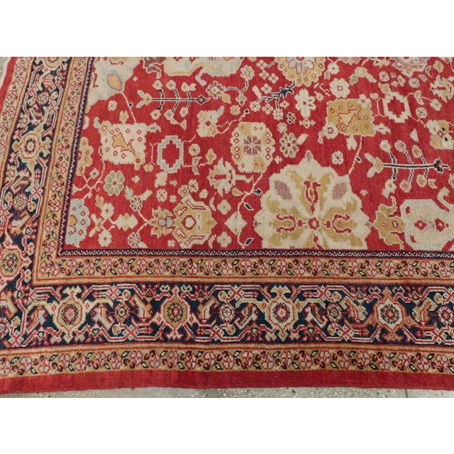 Red Early 20th Century Handmade Persian Sultanabad Long and Narrow Gallery Carpet For Sale - Image 8 of 10