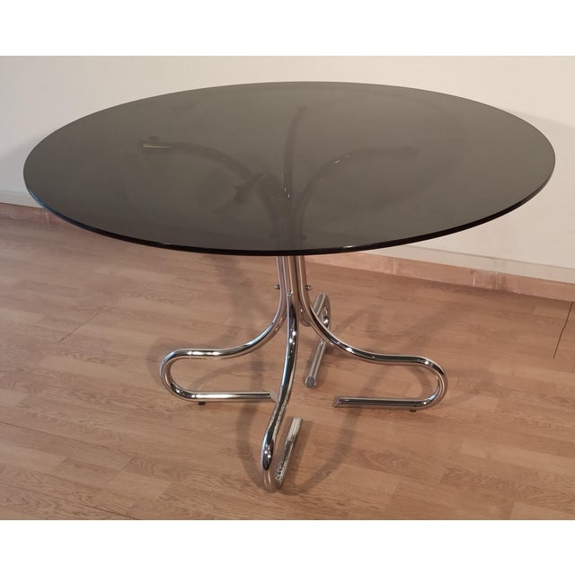 Metal Vintage Italian Smoked Glass Chrome Coffee Table, 1970s For Sale - Image 7 of 18