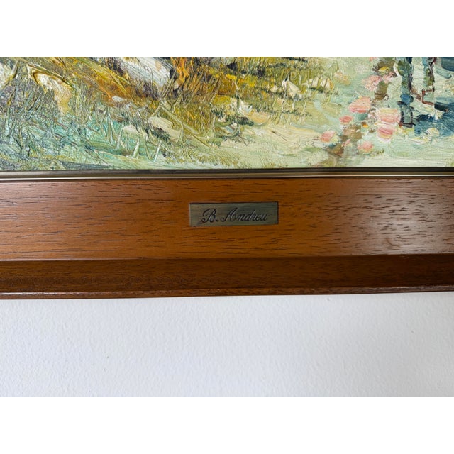 1960s Vintage B. Andreu Country Road Impressionist Landscape Oil on Canvas Painting, Framed For Sale - Image 10 of 12