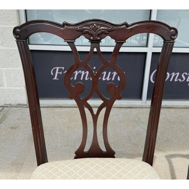 Brown Late 20th Century Set of 6 Mahogany Chippendale-Style Dining Chairs For Sale - Image 8 of 16