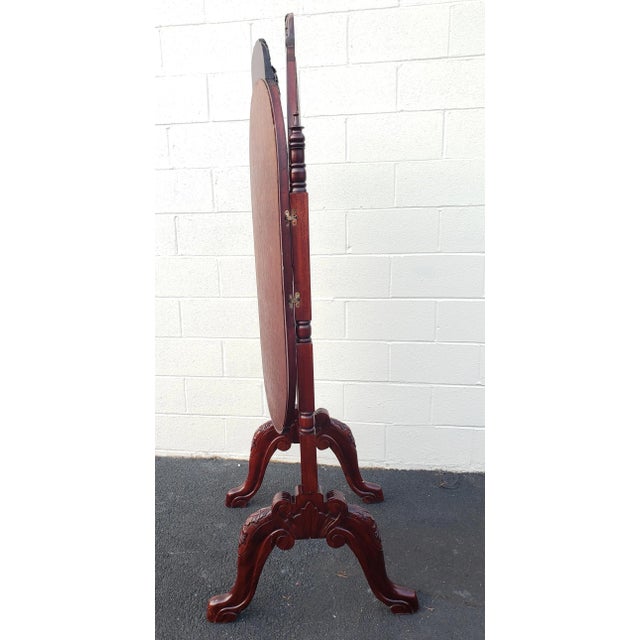 Victorian Style Carved Mahogany Triptych Full Length Floor Mirror For Sale - Image 10 of 13