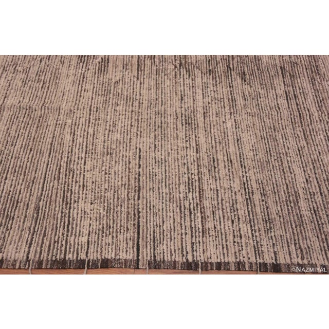 2020s Modern Contemporary Handmade Cream Brown Wool Minimalist Area Rug For Sale - Image 5 of 6
