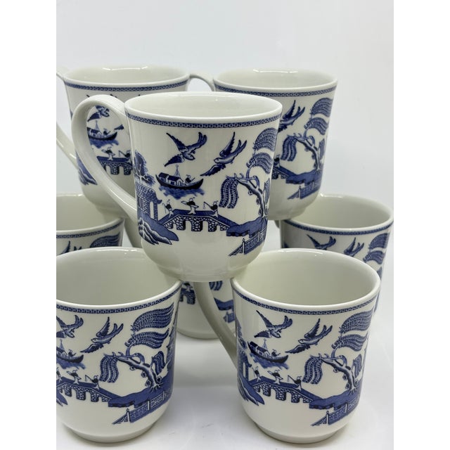 Johnson's Brothers Blue Willow Chinoiserie Mugs Made in England -Set of 8 For Sale - Image 11 of 12