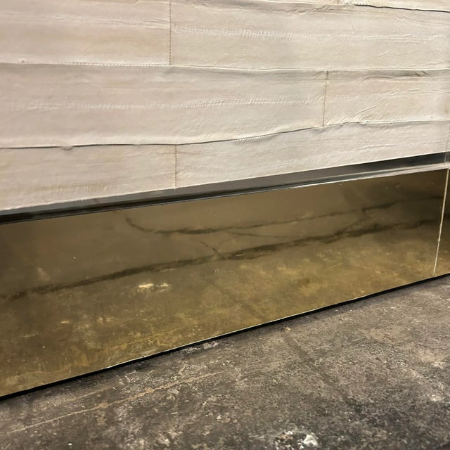 Off-white Karl Springer Leather Wrapped Marble Top Two Sided Credenza For Sale - Image 8 of 13