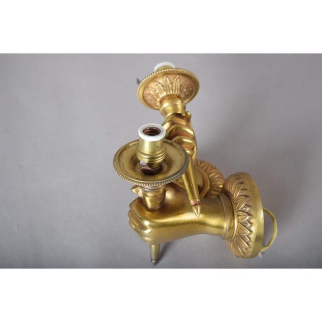 Metal Brass Hand Wall Sconces by Andre Arbus, 1960s, Set of 2 For Sale - Image 7 of 15