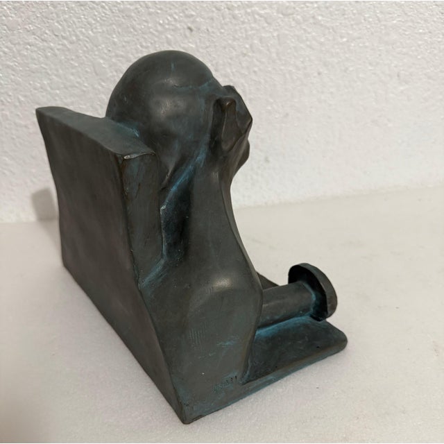 Mid 20th Century Ted Egri, Ted Egri Taos Modernist Judaica Cubist Bronze Sculpture Rabbi & Torah WPA Artist For Sale - Image 5 of 14