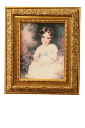 Portrait of Girl with Bunny, Vintage Art Print by Gallery Graphics