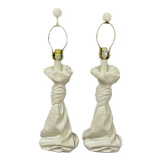 Pair of Draped Plaster Lamps, Style of John Dickinson For Sale