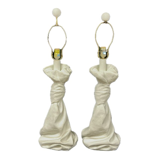 Pair of Draped Plaster Lamps, Style of John Dickinson For Sale