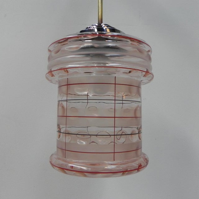 Art Deco Hanging Lamp with Pink Glass Shade For Sale - Image 15 of 18