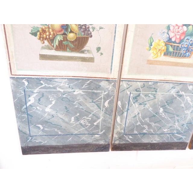French Country Antique French Painted Screen Panels - Set 3 For Sale - Image 3 of 5