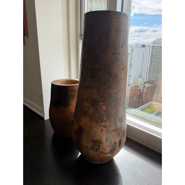 Large Organic Modern Wooden Vessels — Sculptural, Hand‑Carved, Primitive Modern Forms For Sale - Image 9 of 11
