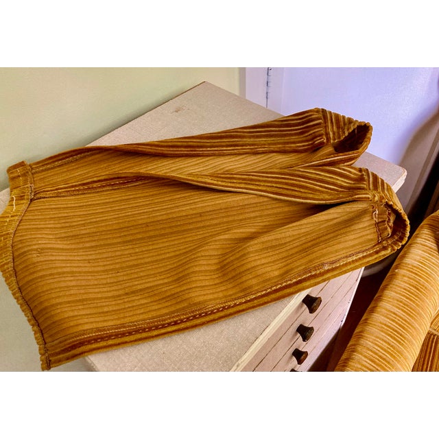 Clayton Marcus Vintage Club Chair in Golden Striped Velvet For Sale - Image 11 of 15