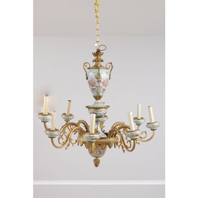 Age: c1940’s Details: Stunning Vintage Decorator Chandelier Scrolled Arms Gilt Gold & Bronze Ormolu High Quality...