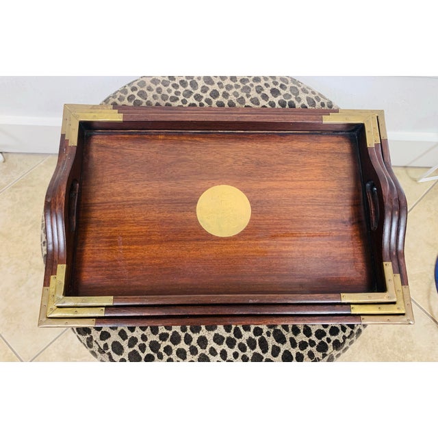 Brass Vintage Mahogany & Brass Nesting Trays (Set of 3) For Sale - Image 8 of 9