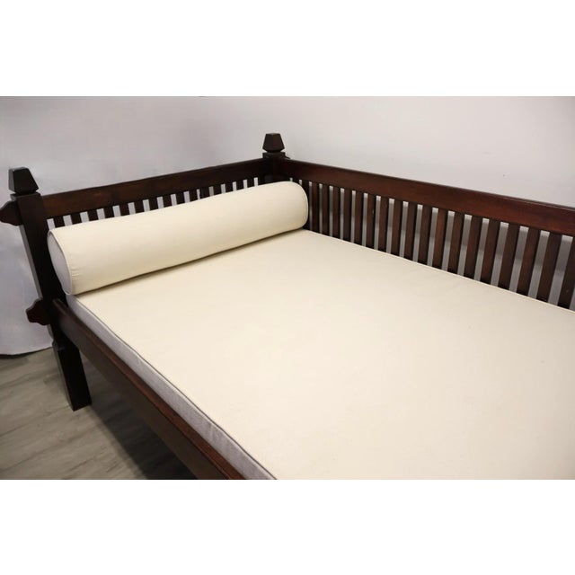 20th Century Thai Hardwood Daybed With Slatted Gallery, Cushion & Bolsters For Sale In Raleigh - Image 6 of 9