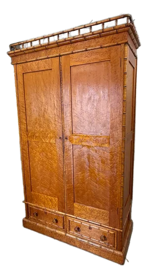 Early 20th Century French Belle Époque Faux Bamboo Bird's-Eye Maple Armoire