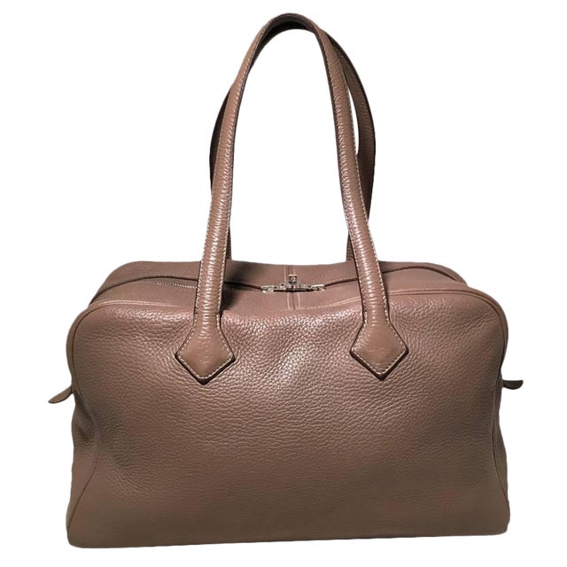 Hermes Grey Clemence Leather Victoria II 35 For Sale