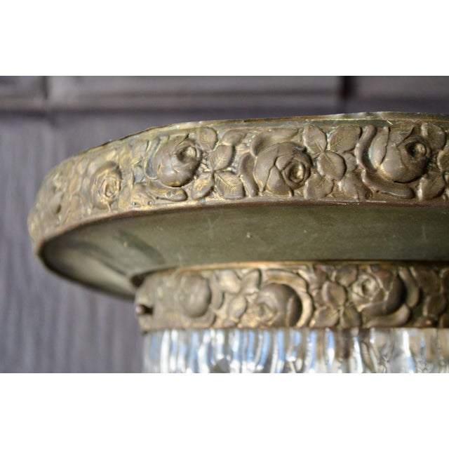 Art Deco Molded Glass and Brass Ceiling Lights, 1930s, Set of 4 For Sale - Image 9 of 18