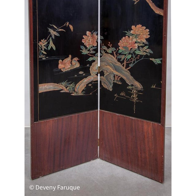 Mid-Century Chinese Modern Four Panel Screen with Landscape & Birds, 1940 For Sale - Image 16 of 18