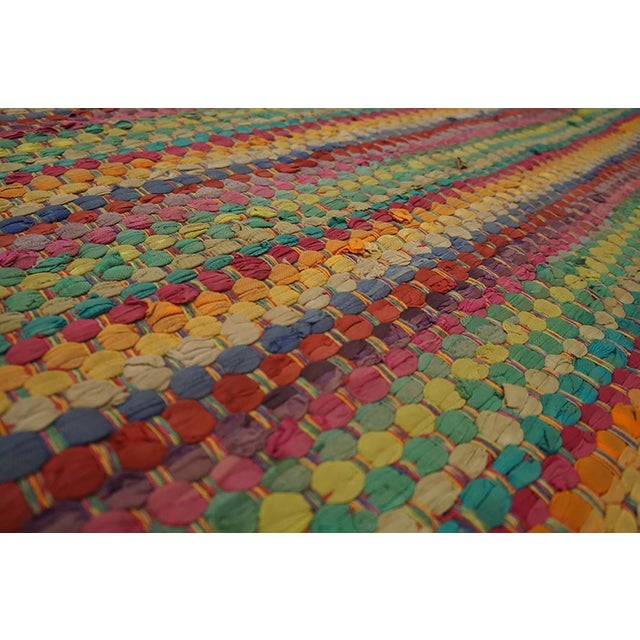 1950s 1950s Multicolor Stripe Modern Vintage American Braided Rug 8'4" X 11' Flatweave Wool Carpet For Sale - Image 5 of 6