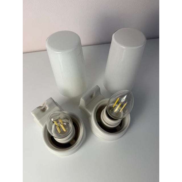 Glass White Model 6080 Wall Lamp by Sigvard Bernadotte for Ifö, Set of 2 For Sale - Image 7 of 11