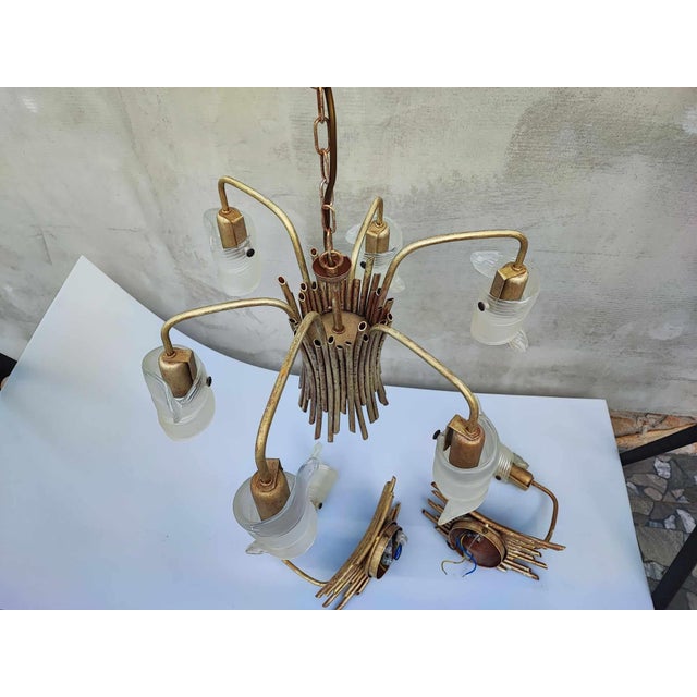 Vintage Chandelier & 2 Wall Lamps, 1980s, Set of 3 For Sale - Image 14 of 18