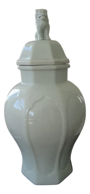 Vintage Blanc De Chine Temple Jar With Foo Dog Lid