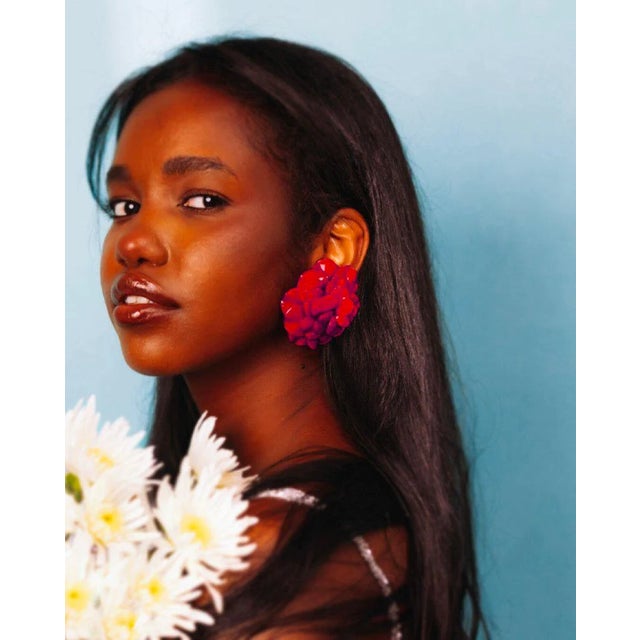 GERANIUM, Maxi earrings, Purple, Stud For Sale - Image 4 of 4