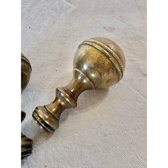 Brass 19th Century Large Brass Orb Finials - A Pair For Sale - Image 8 of 12