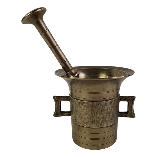 Antique Historicism Brass Mortar and Pestle, Austria-Hungary, 1890s For Sale
