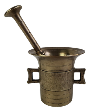 Antique Historicism Brass Mortar and Pestle, Austria-Hungary, 1890s