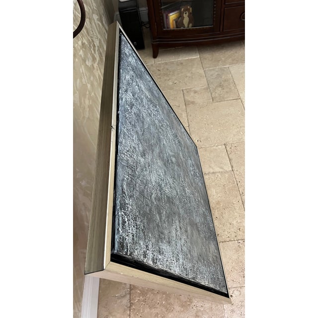 Contemporary Charcoal Faux Croc Exotic Canvas Art, Framed - Designed by Cheryl P. Kohloff For Sale - Image 3 of 9