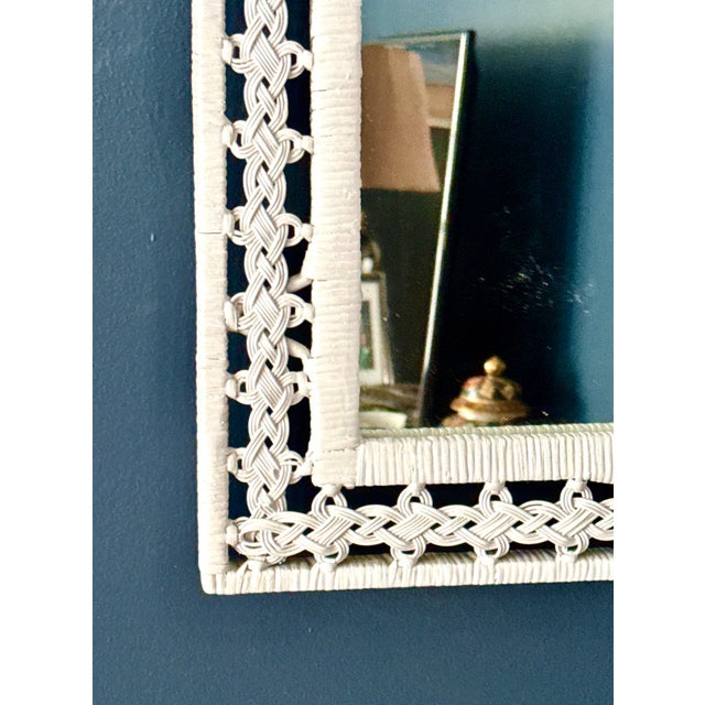 Pottery Barn White Woven Wicker Wall Mirror – Vintage Coastal For Sale - Image 4 of 6