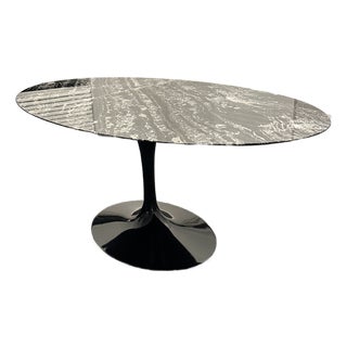 Knoll Eero Saarinen Dining Table Black Marble Oval 72 Inch For Sale