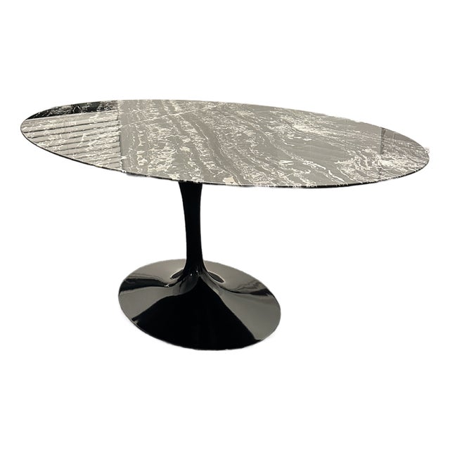 Knoll Eero Saarinen Dining Table Black Marble Oval 72 Inch For Sale