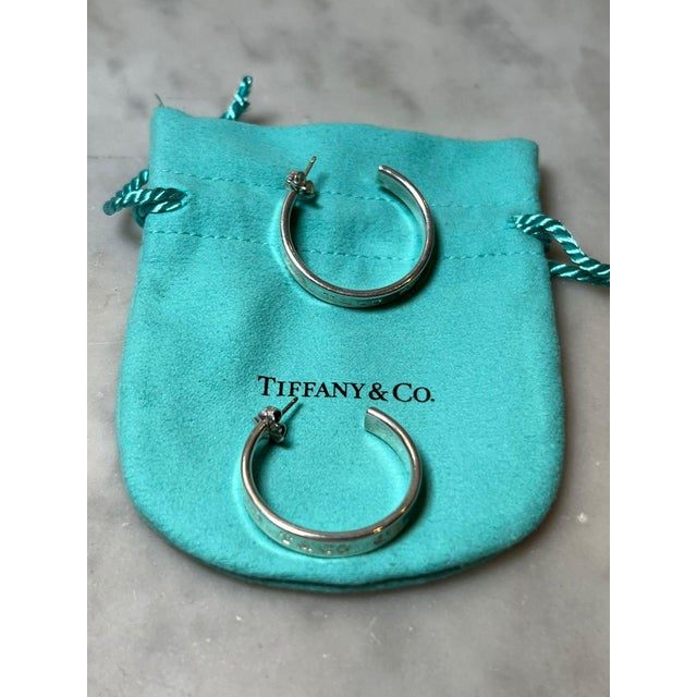 2020s Tiffany & Co Sterling Silver 1837 Hoop Earrings 10.81g, A Pair For Sale - Image 5 of 5