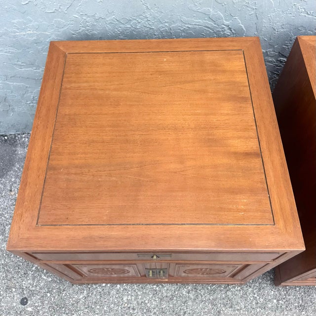 Taiwanese Walnut Cubic Side Tables/Nighstands by Ricardo Lynn - A Pair For Sale - Image 11 of 12