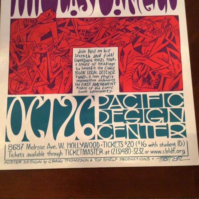 Original Neil Gaiman the Last Angel Silk Screened Tour Poster For Sale - Image 4 of 11