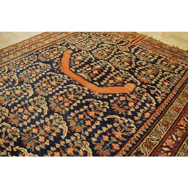 1900s Navy Paisley Tribal Antique Persian Afshar Saddle Rug 3'2" X 3'4" Knotted Wool Carpet For Sale - Image 9 of 12