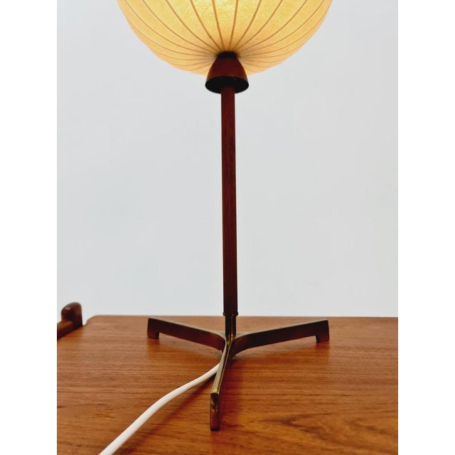 Mid-Century Cocoon Teak and Brass Table Lamp from Vereinigte Werkstätten Munich, 1960s For Sale - Image 5 of 12