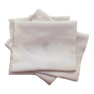 1930s French Linen Dinner Napkins- Set of 4 For Sale