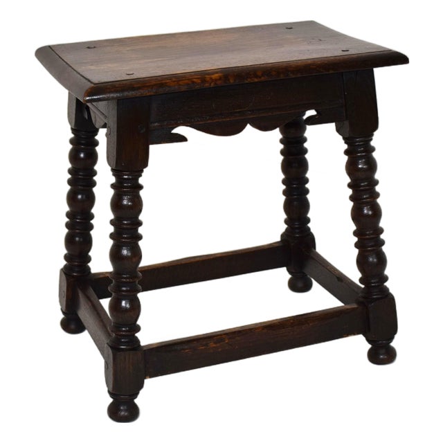 Late 19th-Century English Oak Joined Stool For Sale