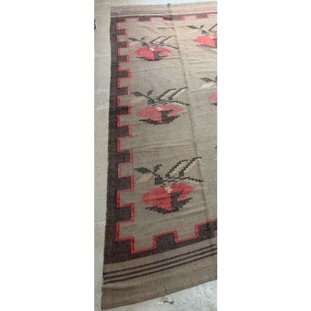Folk Art Antique Greek Handwoven Flatweave Kilim With Stylized Floral Motifs, C. 1900 For Sale - Image 3 of 7
