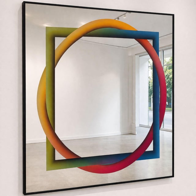 Rare Geometric Mirror by Rogelio Polesello for Morphos Acerbis, Italy, 1970s For Sale - Image 6 of 8